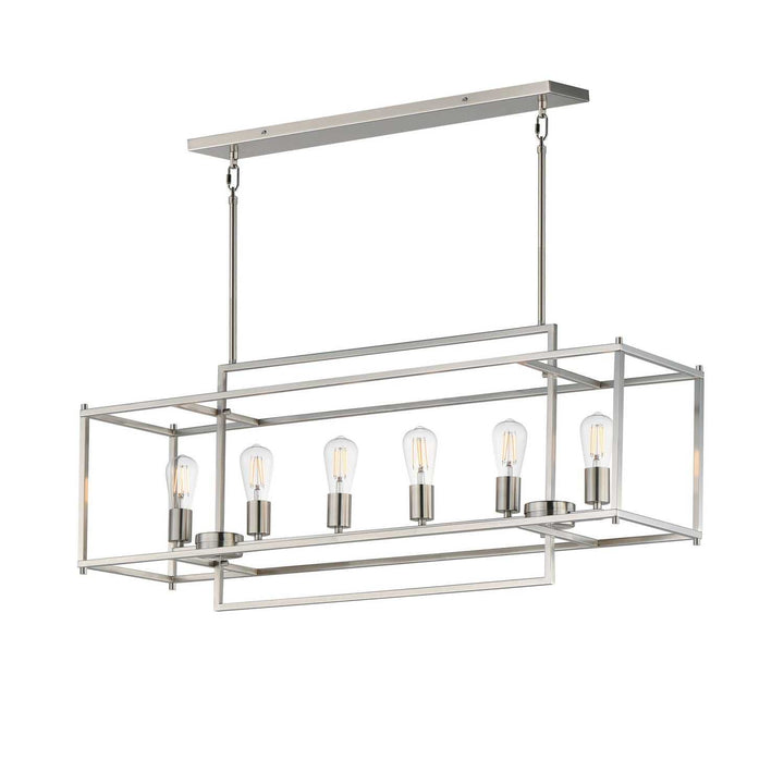 Maxim - 10416SN - Six Light Linear Pendant - Gridline - Satin Nickel