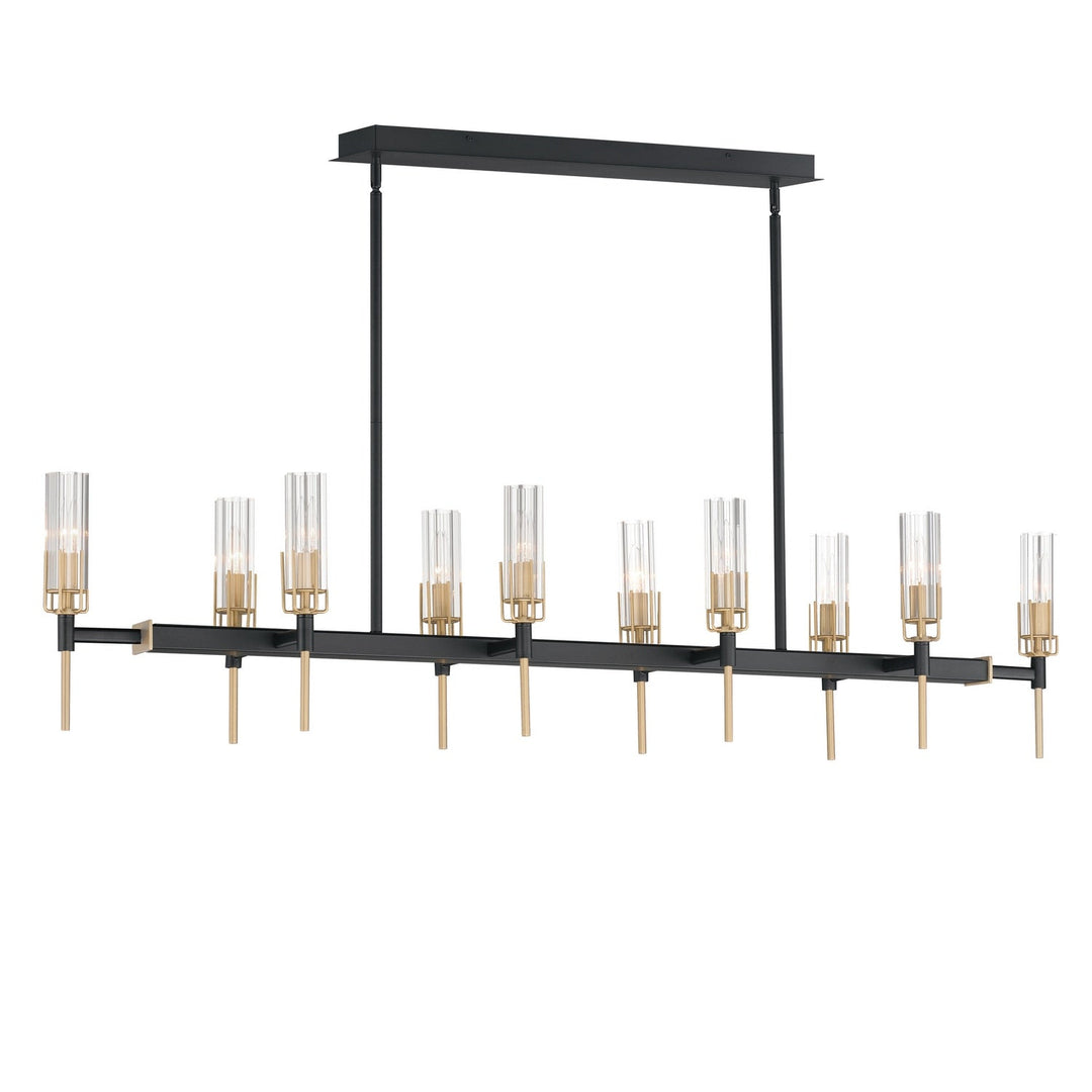 Maxim - 16119CLBKAB - Ten Light Linear Pendant - Flambeau - Black / Antique Brass