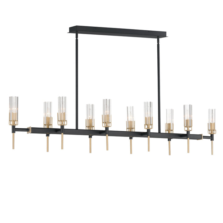 Maxim - 16119CLBKAB - Ten Light Linear Pendant - Flambeau - Black / Antique Brass