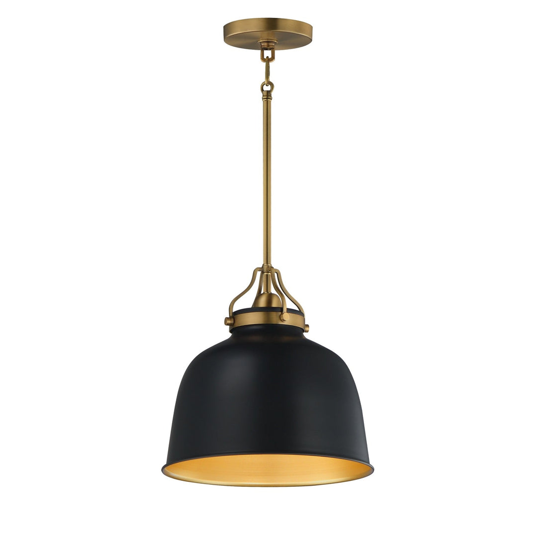 Hollis One Light Pendant in Natural Aged Brass Maxim