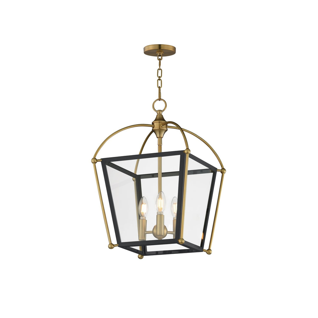 McCadden Three Light Foyer Pendant in Black / Natural Aged Brass Maxim
