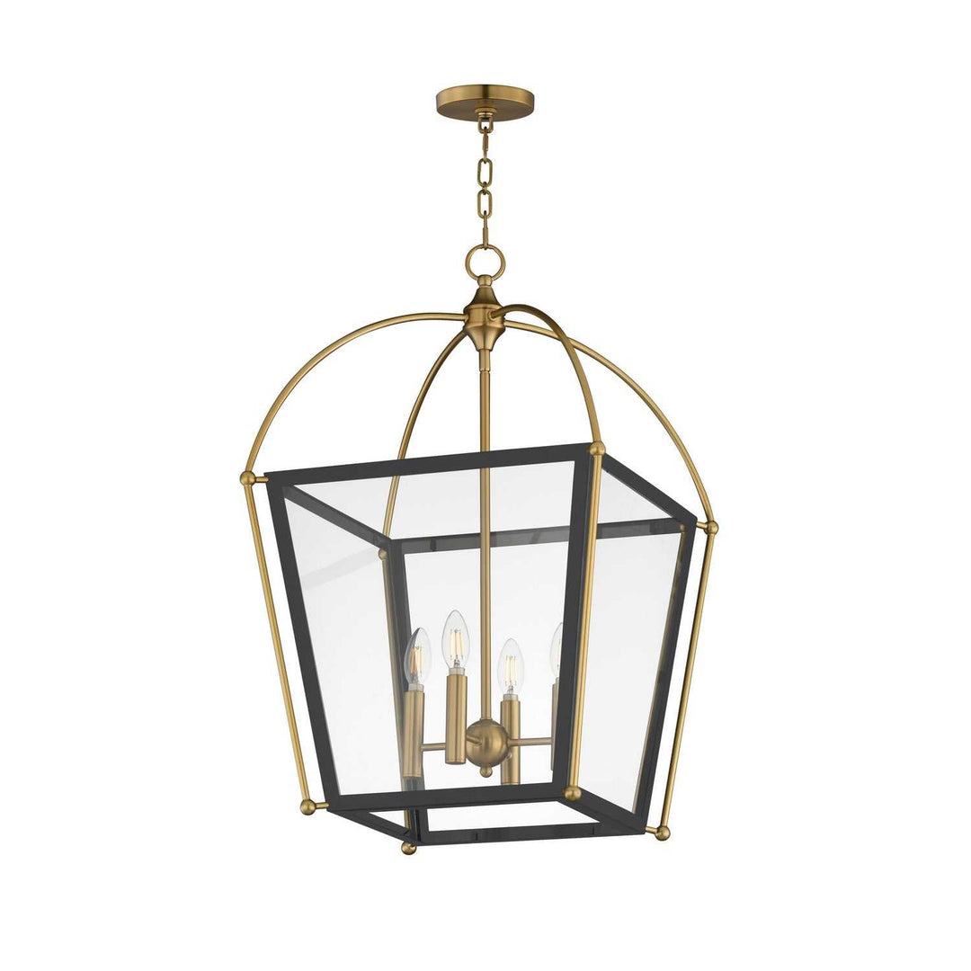 McCadden Four Light Pendant in Black / Natural Aged Brass Maxim