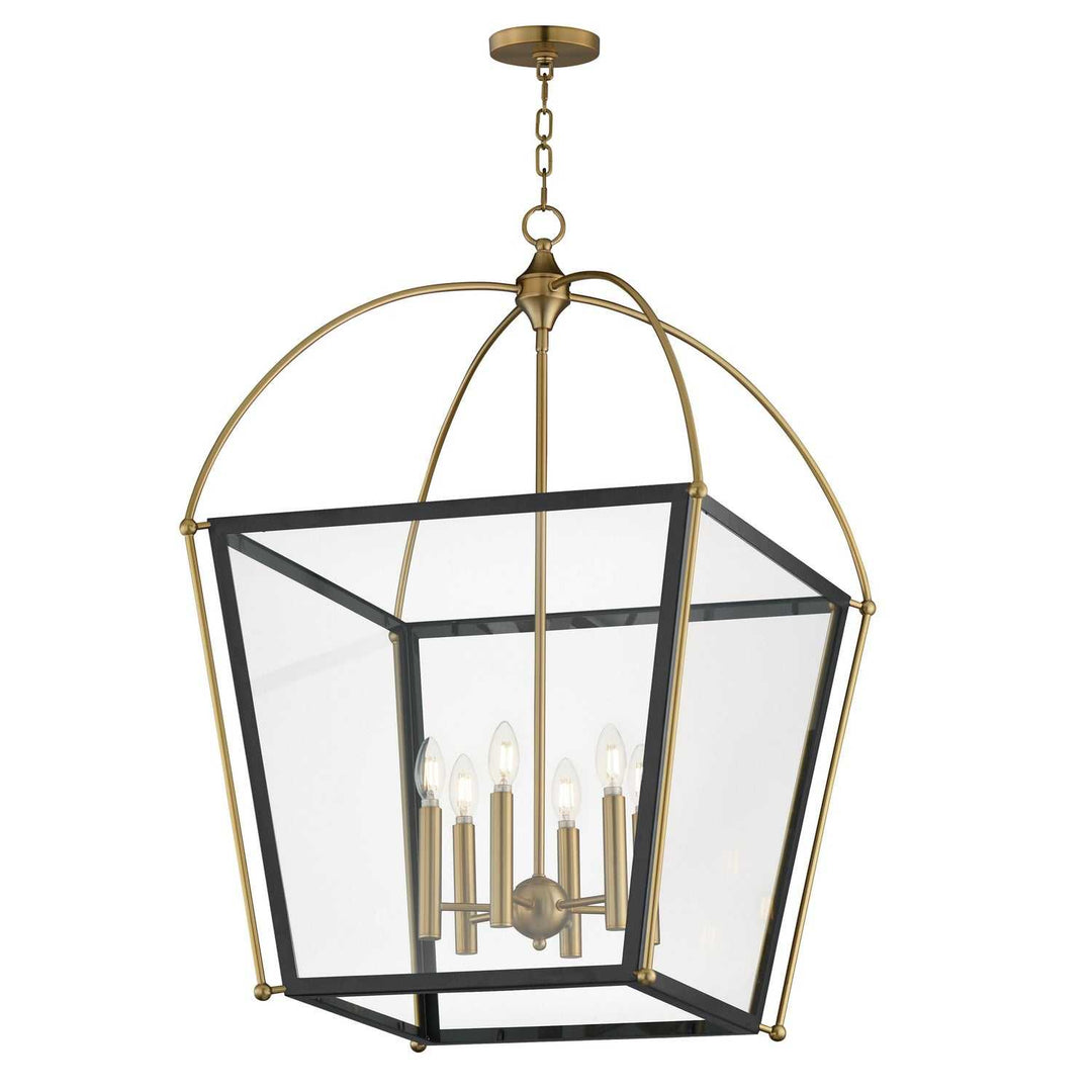 McCadden Six Light Pendant in Black / Natural Aged Brass Maxim