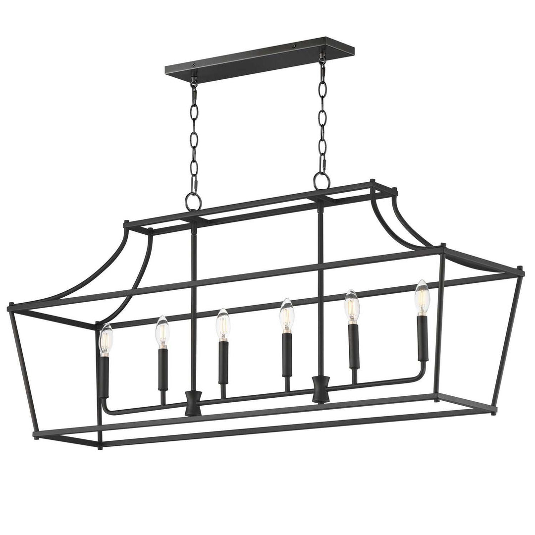 Clifton Six Light Linear Pendant in Black Maxim