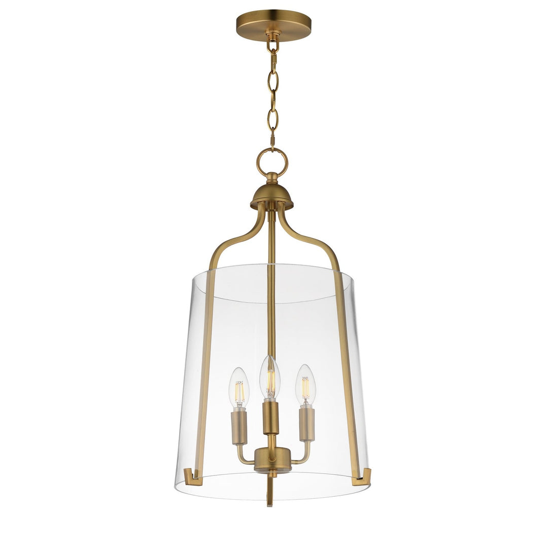 Bellmore Three Light Foyer Pendant in Natural Aged Brass Maxim