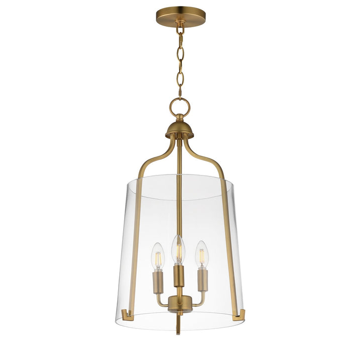 Bellmore Three Light Foyer Pendant in Natural Aged Brass Maxim