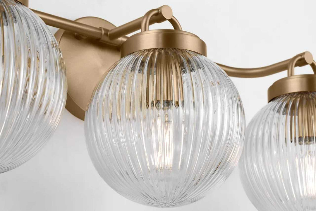 Preston Three Light Vanity in Satin Brass Visual Comfort Studio Canada