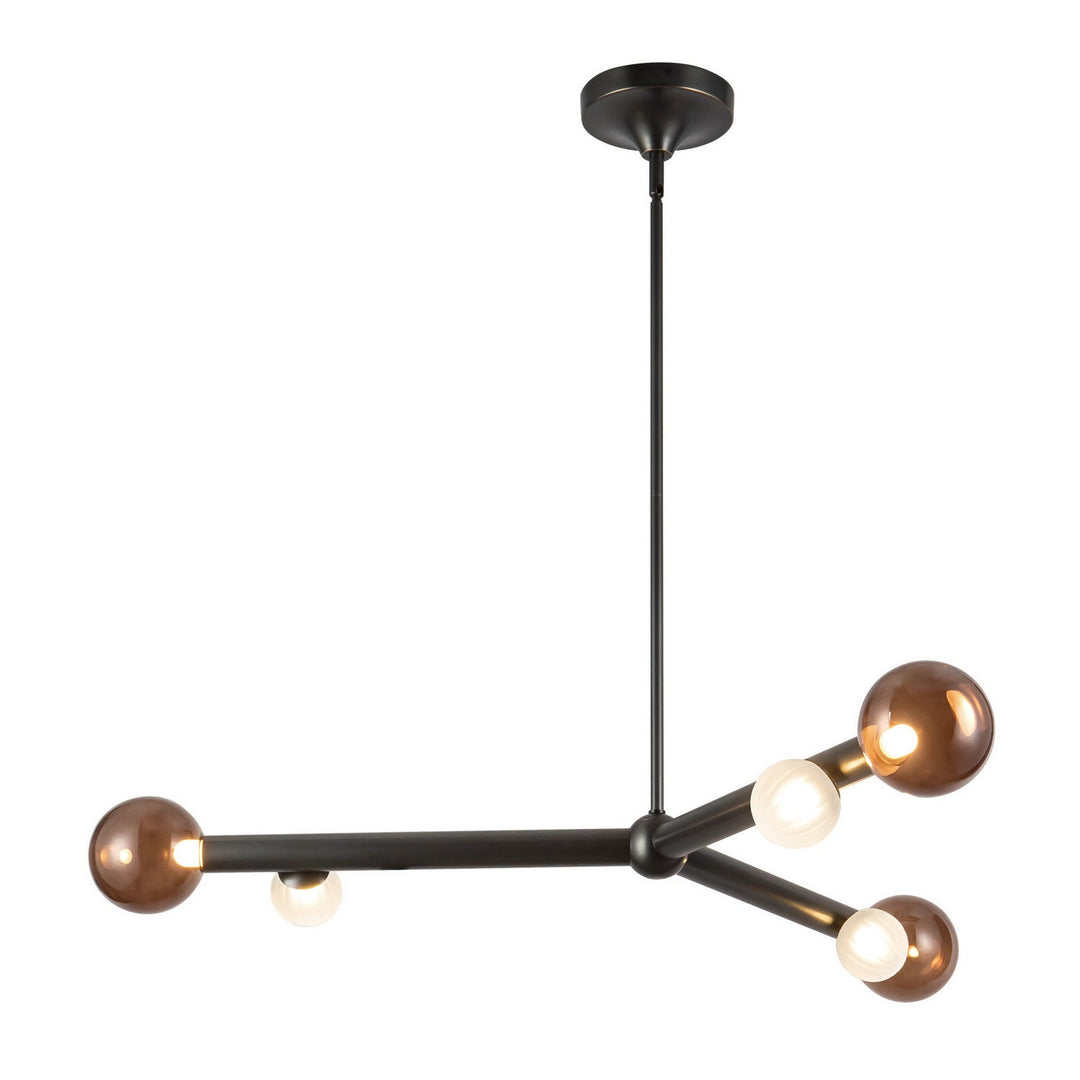 Reese LED Chandelier in Urban Bronze/Amber Glass Kuzco Canada