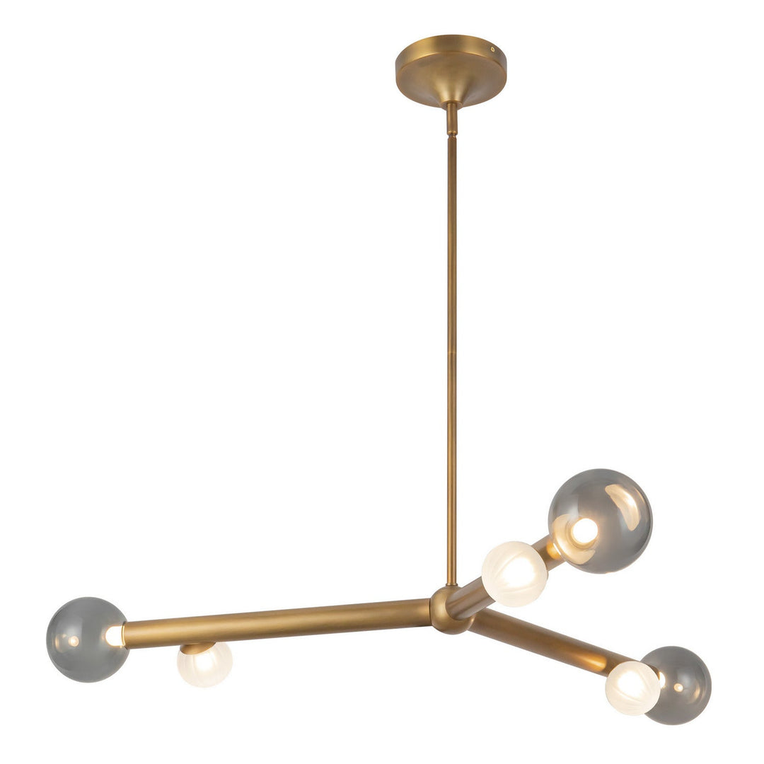 Reese LED Chandelier in Vintage Brass/Smoked Glass Kuzco Canada