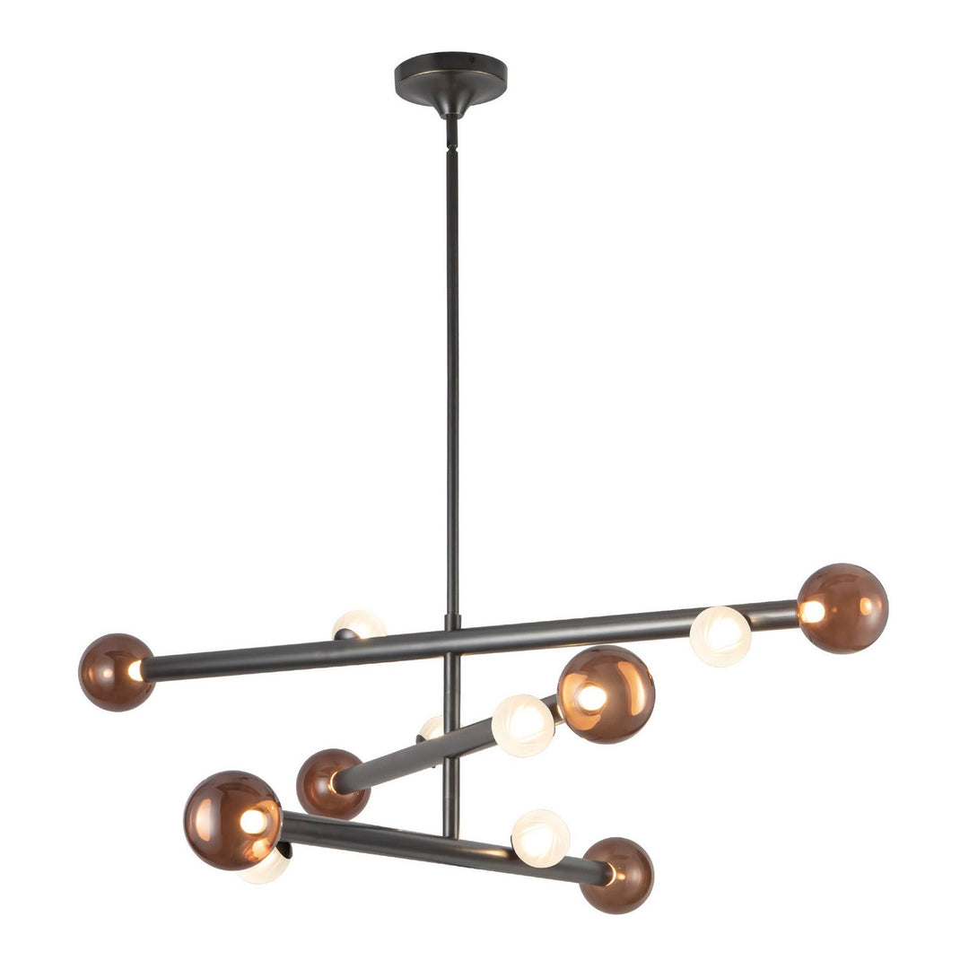 Reese LED Chandelier in Urban Bronze/Amber Glass Kuzco Canada