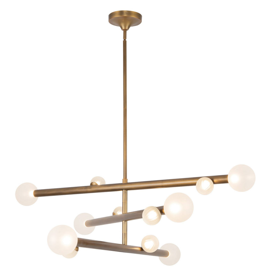 Reese LED Chandelier in Vintage Brass/Opal Glass Kuzco Canada