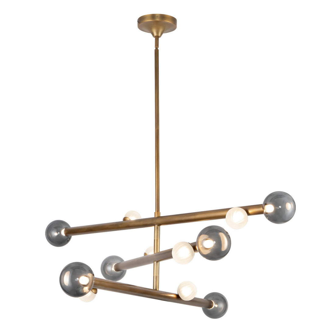 Reese LED Chandelier in Vintage Brass/Smoked Glass Kuzco Canada