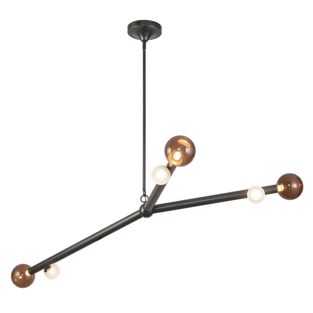 Reese LED Chandelier in Urban Bronze/Amber Glass Kuzco Canada
