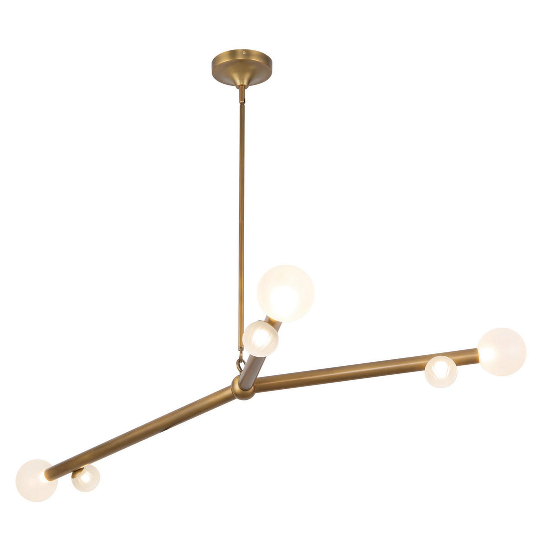 Reese LED Chandelier in Vintage Brass/Opal Glass Kuzco Canada