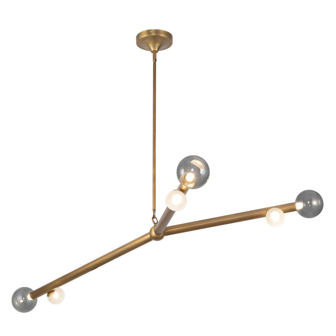 Reese LED Chandelier in Vintage Brass/Smoked Glass Kuzco Canada