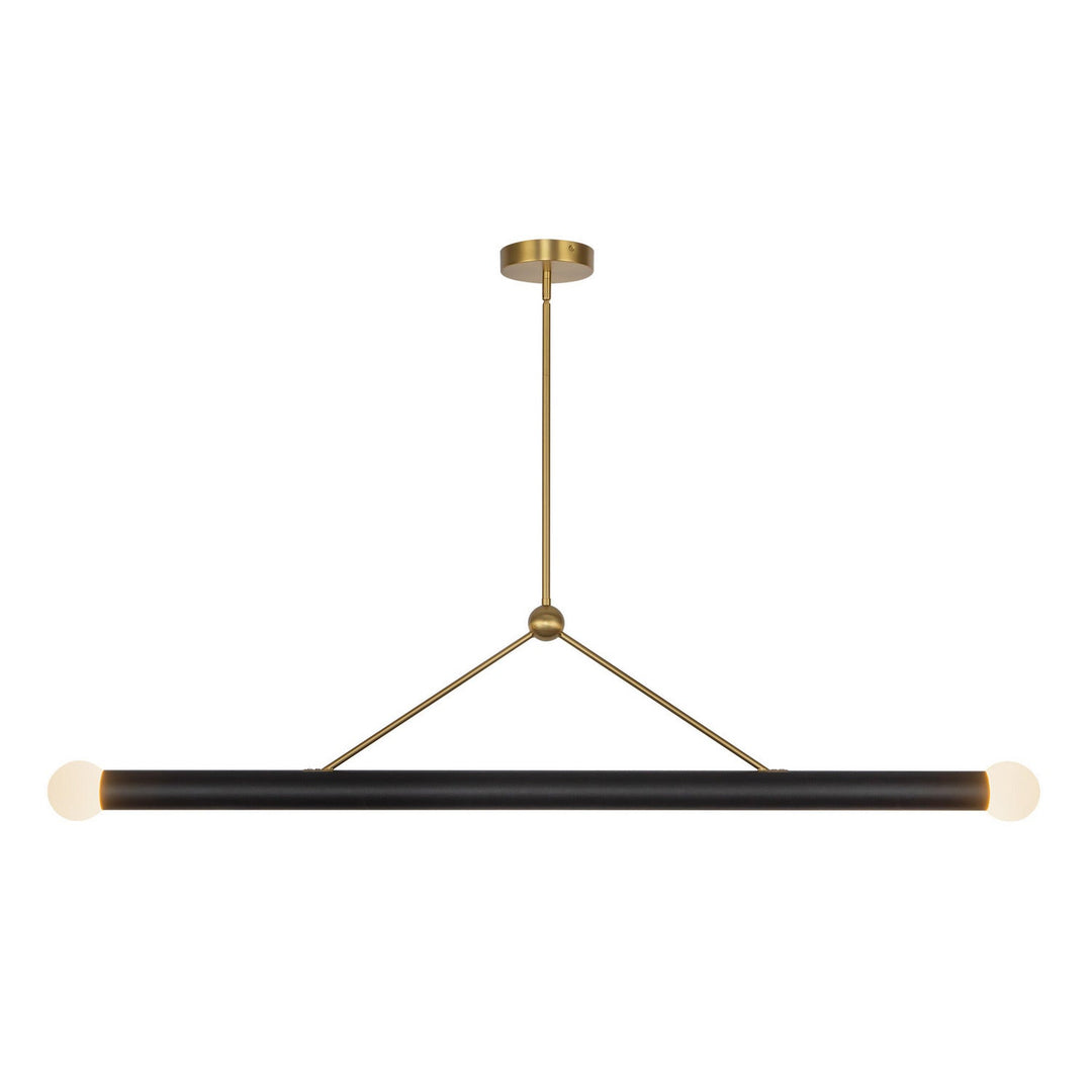 Calla LED Linear Pendant in Brushed Gold/Black Vegan Leather Kuzco Canada