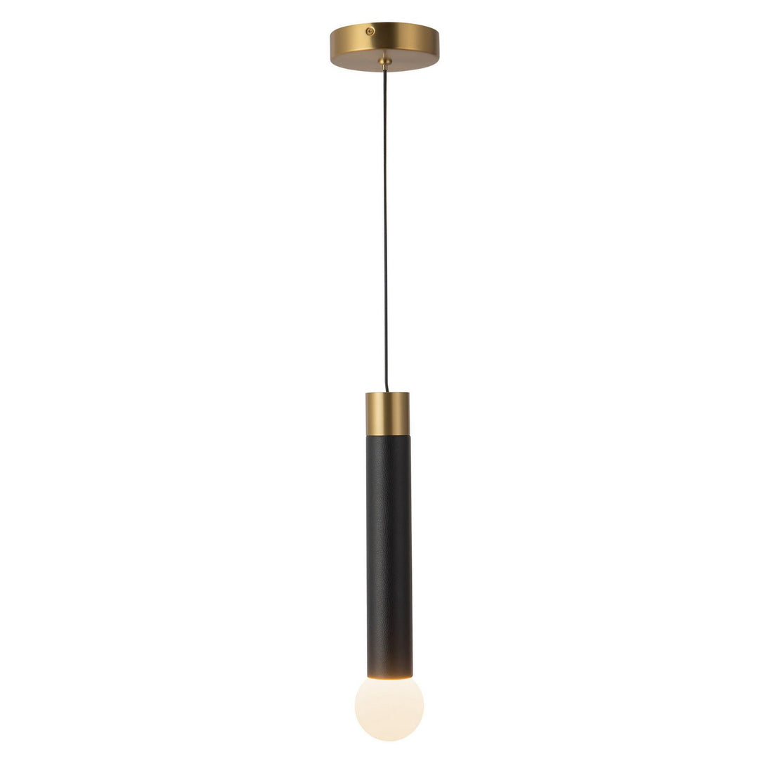 Calla LED Pendant in Brushed Gold/Black Vegan Leather Kuzco Canada