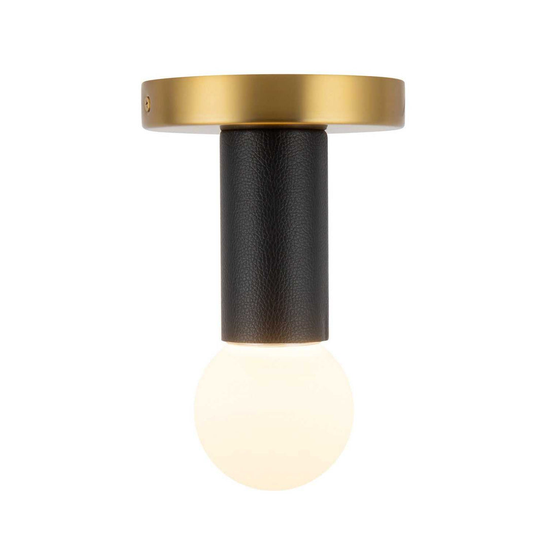Calla LED Flush Mount in Brushed Gold/Black Vegan Leather Kuzco Canada
