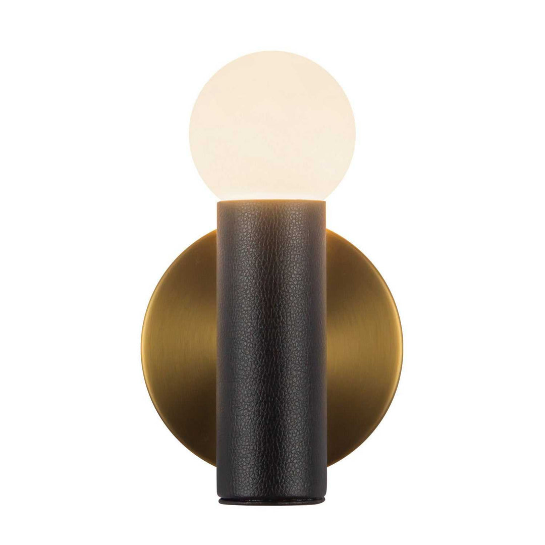 Calla LED Wall Sconce in Brushed Gold/Black Vegan Leather Kuzco Canada