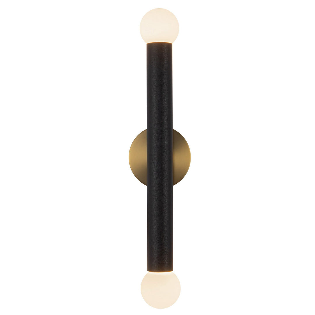 Calla LED Vanity Light in Brushed Gold/Black Vegan Leather Kuzco Canada