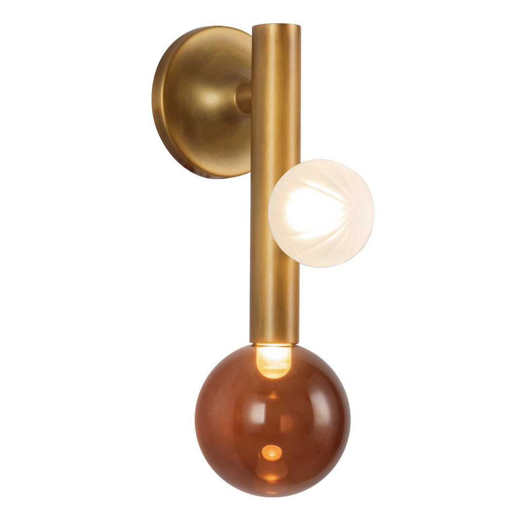 Reese LED Wall Sconce in Vintage Brass/Amber Glass Kuzco Canada