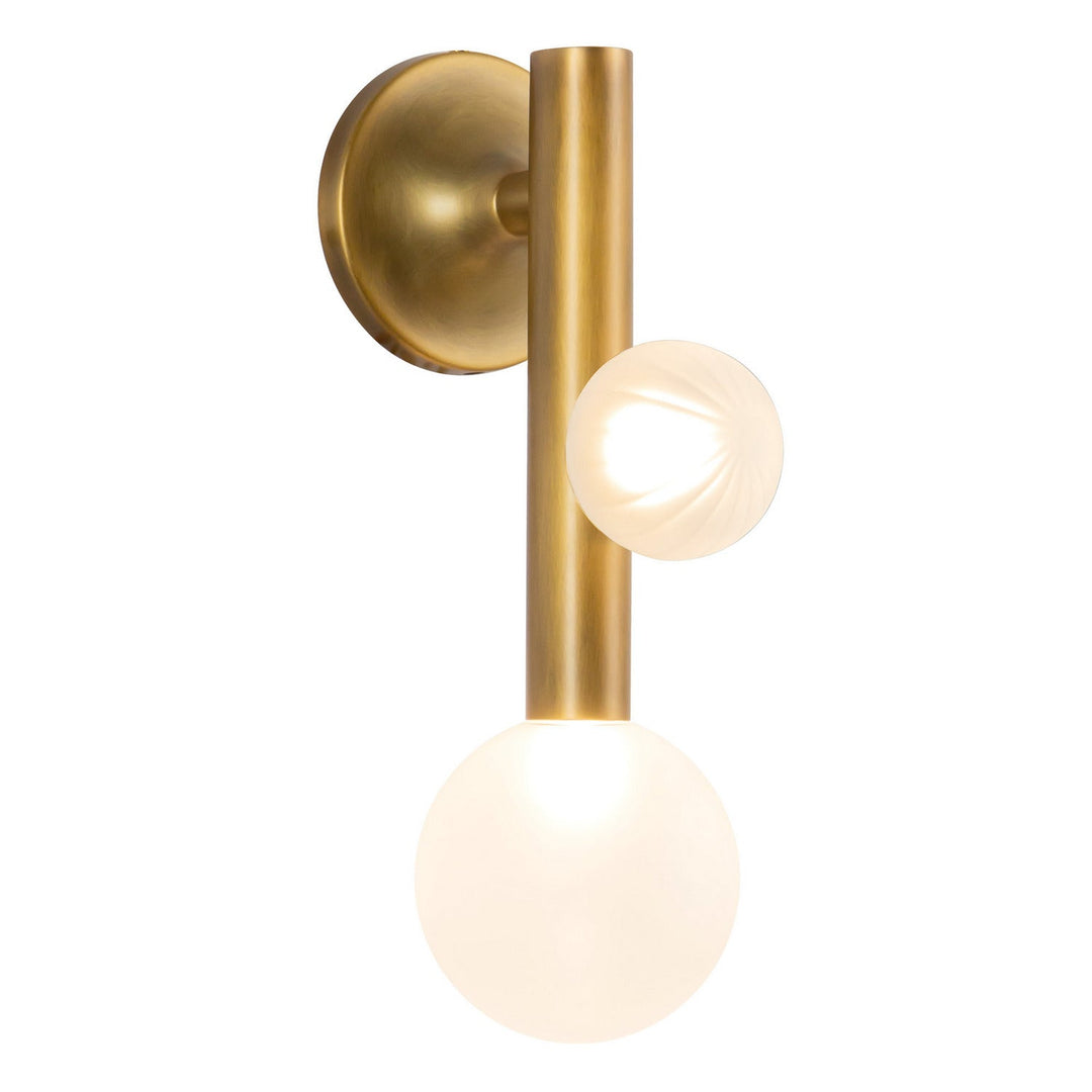 Reese LED Wall Sconce in Vintage Brass/Opal Glass Kuzco Canada