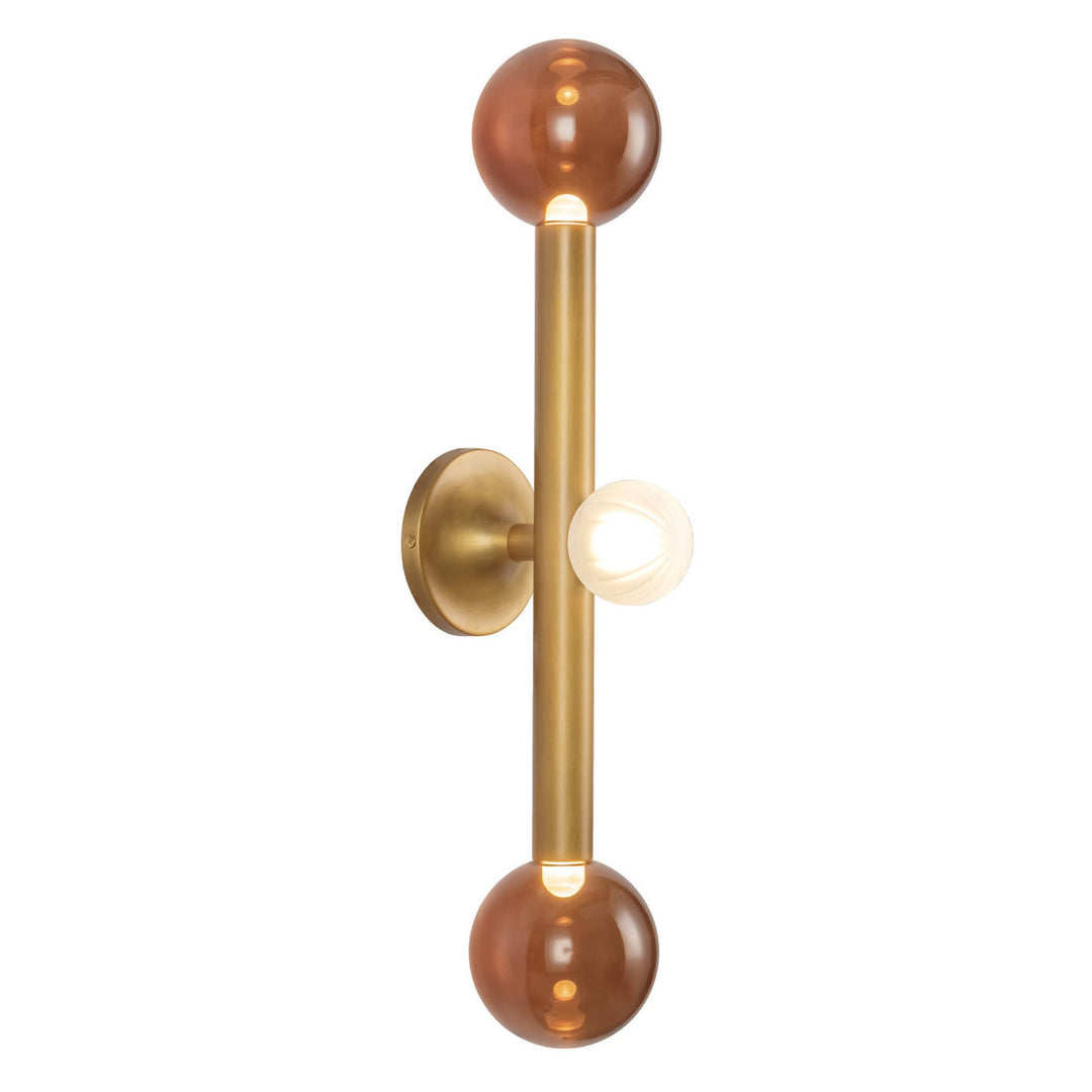 Reese LED Vanity Light in Vintage Brass/Amber Glass Kuzco Canada