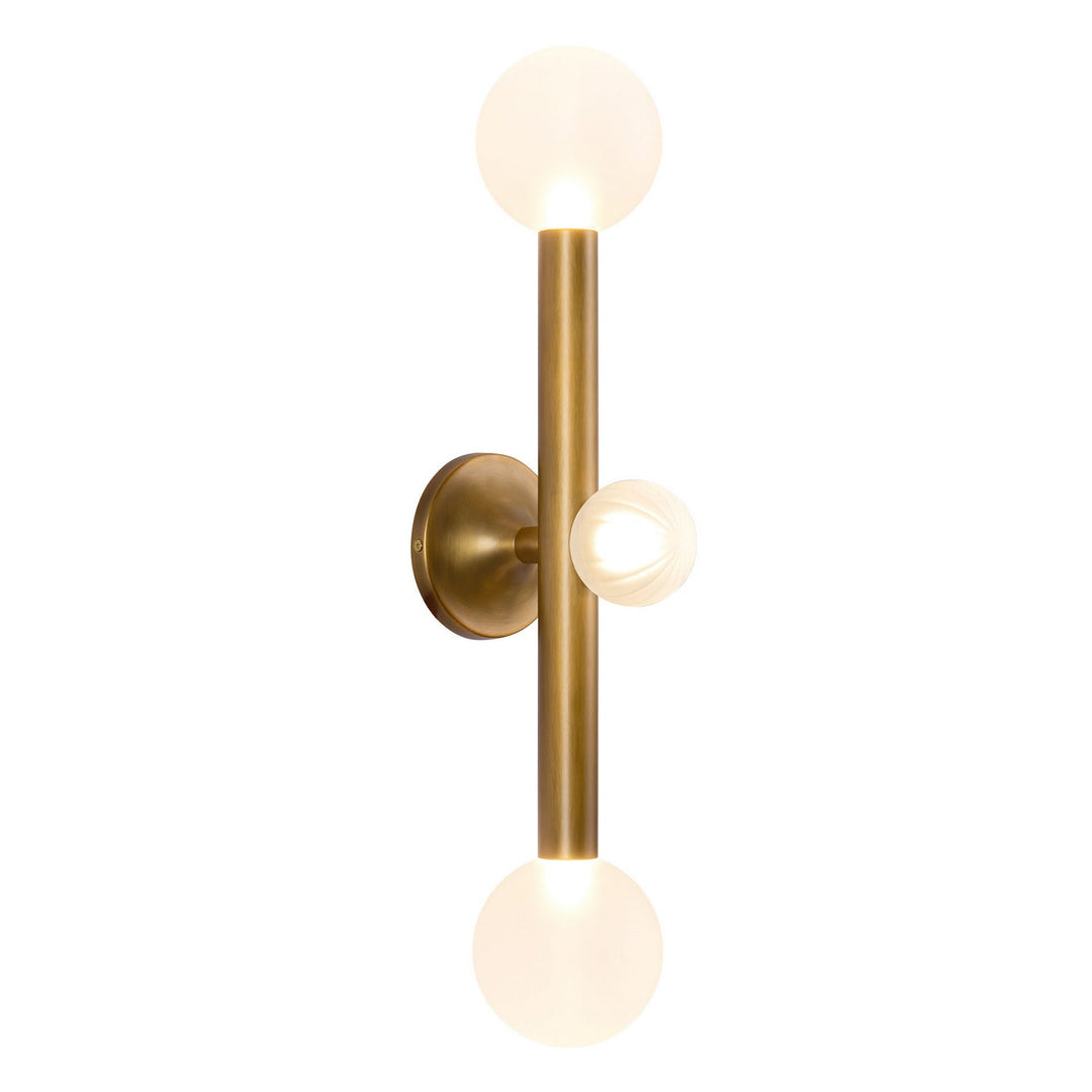 Reese LED Vanity Light in Vintage Brass/Opal Glass Kuzco Canada