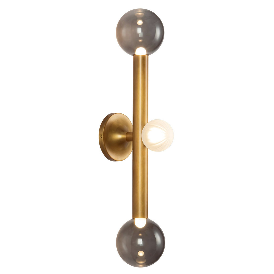 Reese LED Vanity Light in Vintage Brass/Smoked Glass Kuzco Canada