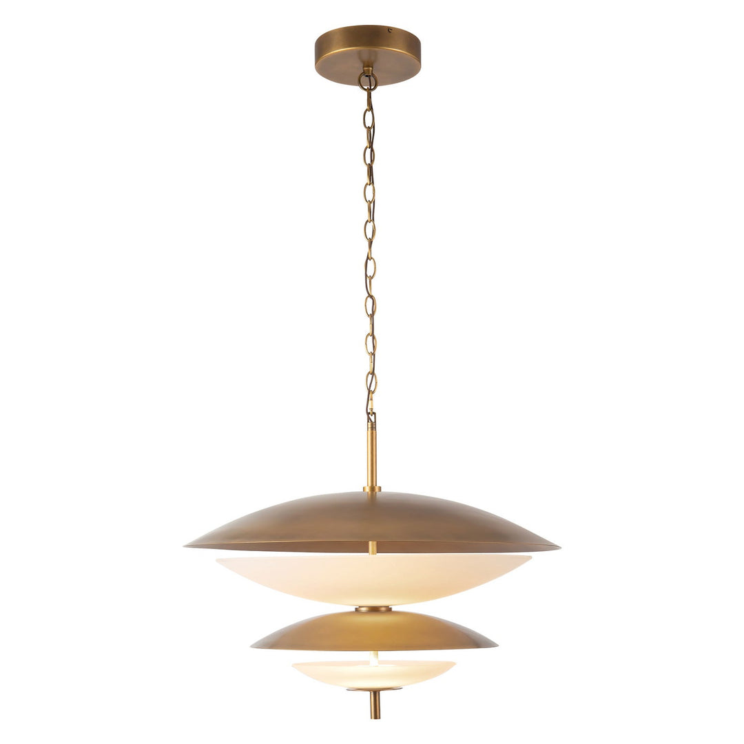 Prescott LED Chandelier in Vintage Brass/Opal Matte Glass Alora Canada