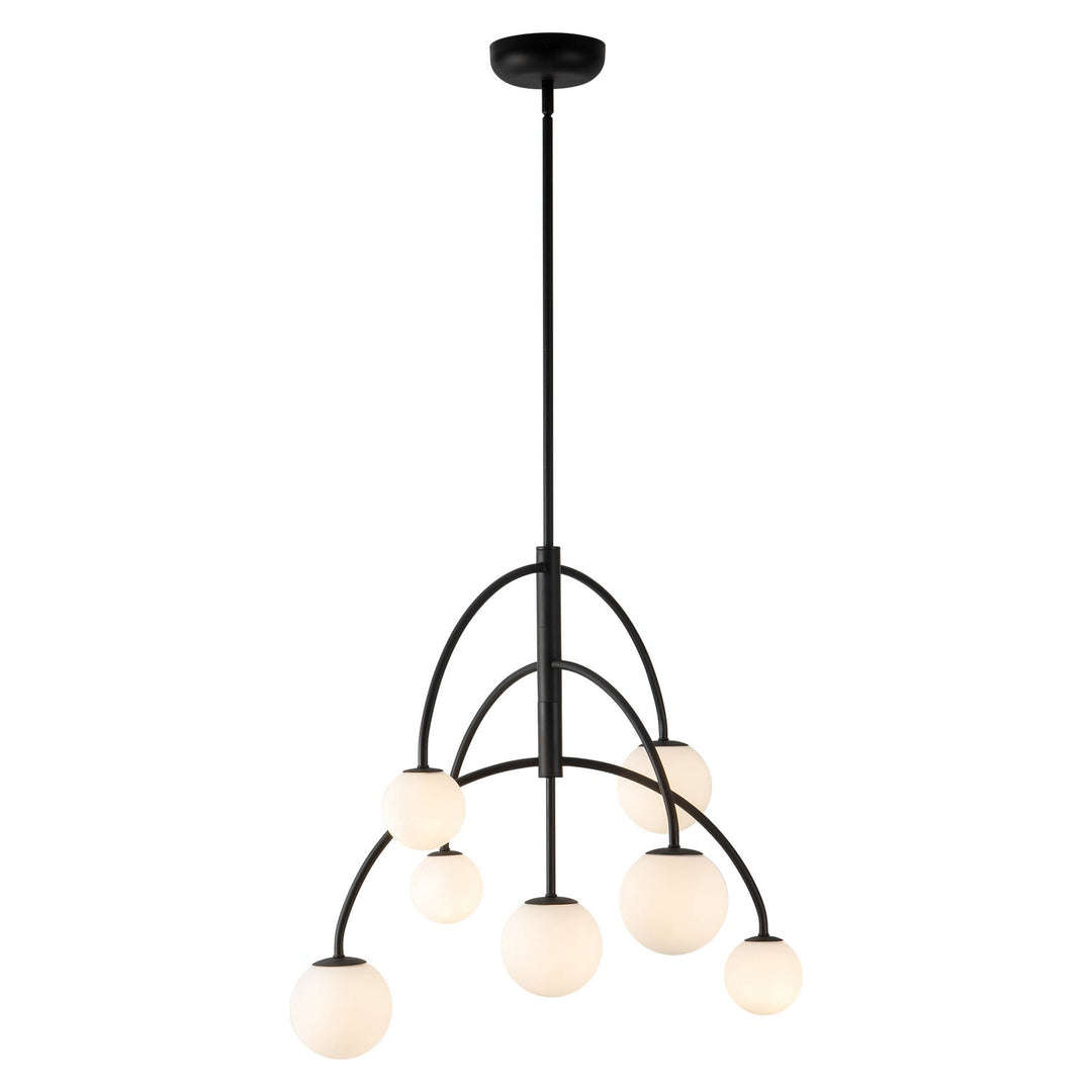Fiona Seven Light Chandelier in Matte Black/Opal Glass Alora Canada