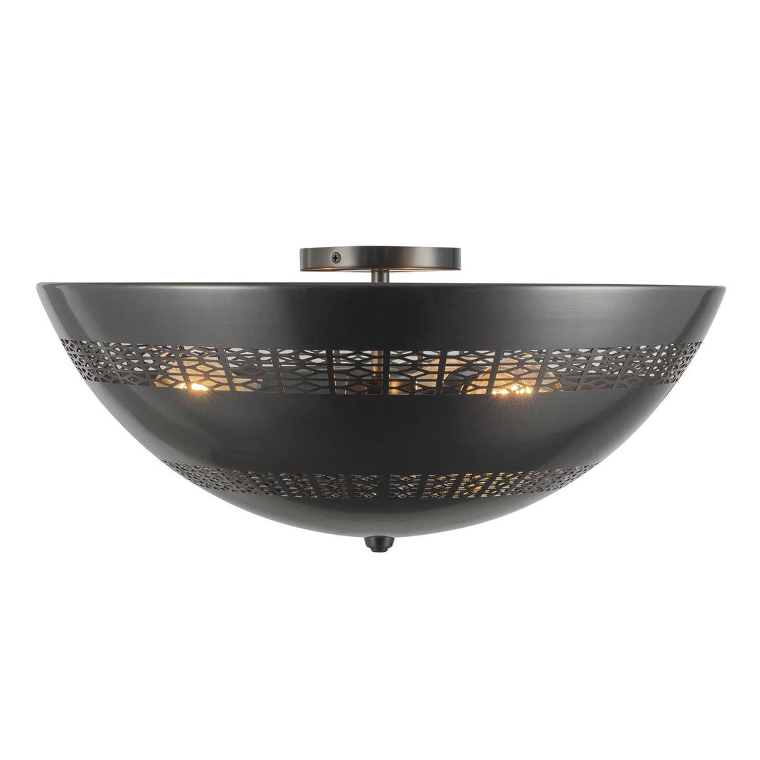 Overland Three Light Flush Mount in Urban Bronze Alora Canada