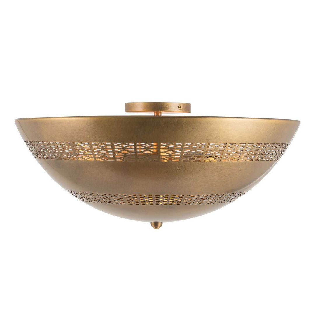 Overland Three Light Flush Mount in Vintage Brass Alora Canada