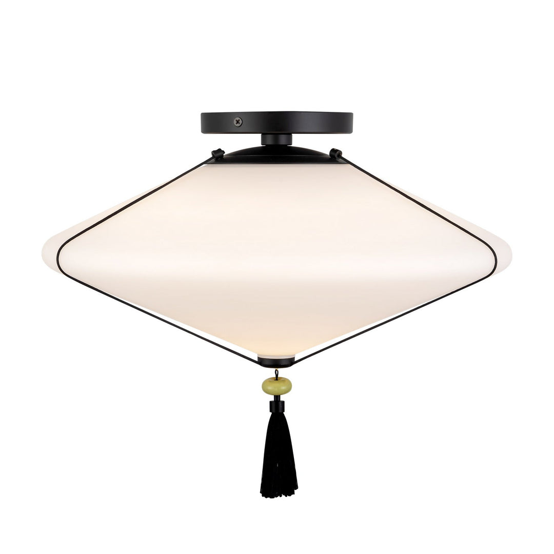 Reeve One Light Flush Mount in Matte Black/Opal Glass Alora Canada