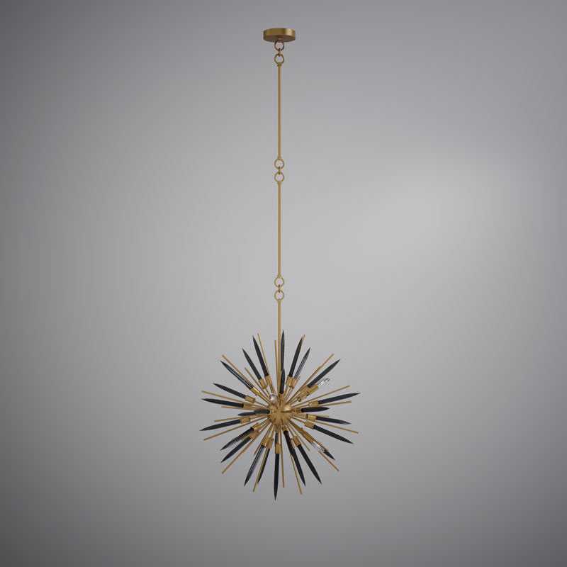Drake Six Light Chandelier in Aged Brass/Matte Black Vinci Lighting