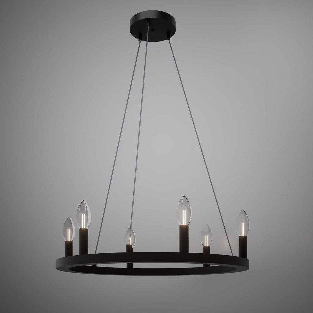 Wagon Seven Light Chandelier in Matte Black Vinci Lighting