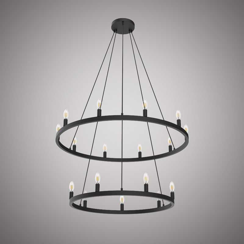 Wagon 17 Light Chandelier in Matte Black Vinci Lighting