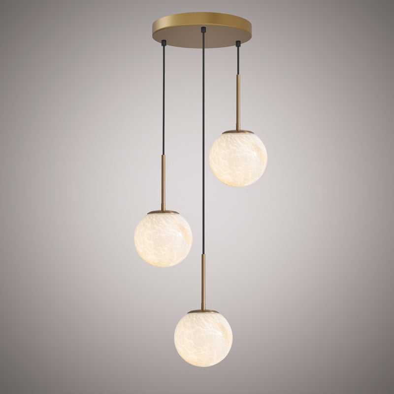 Pearl Three Light Chandelier in Aged Brass Vinci Lighting
