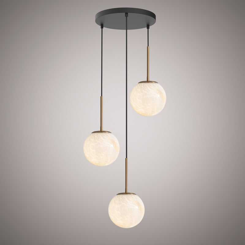 Pearl Three Light Chandelier in Aged Brass/Matte Black Vinci Lighting