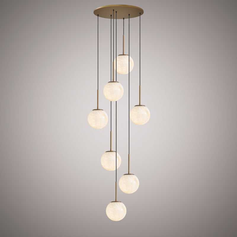 Pearl Seven Light Chandelier in Aged Brass Vinci Lighting