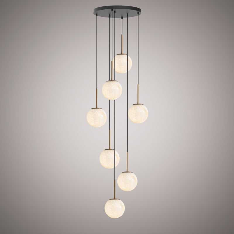 Pearl Seven Light Chandelier in Aged Brass/Matte Black Vinci Lighting
