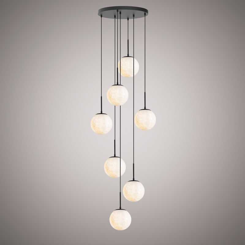 Pearl Seven Light Chandelier in Matte Black Vinci Lighting