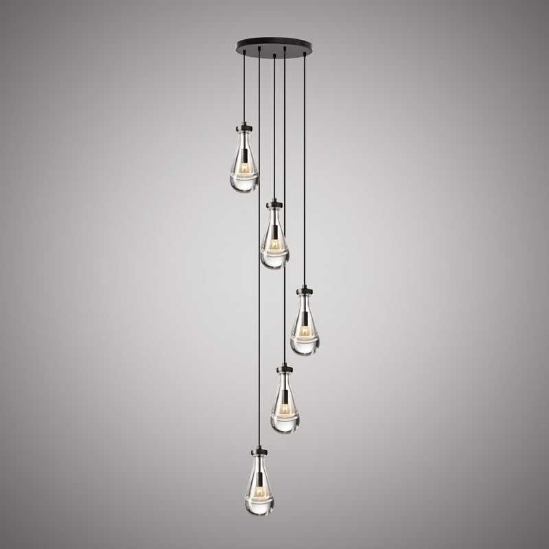 Loft Five Light Chandelier in Matte Black Vinci Lighting