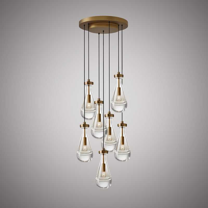 Loft Seven Light Chandelier in Aged Brass Vinci Lighting