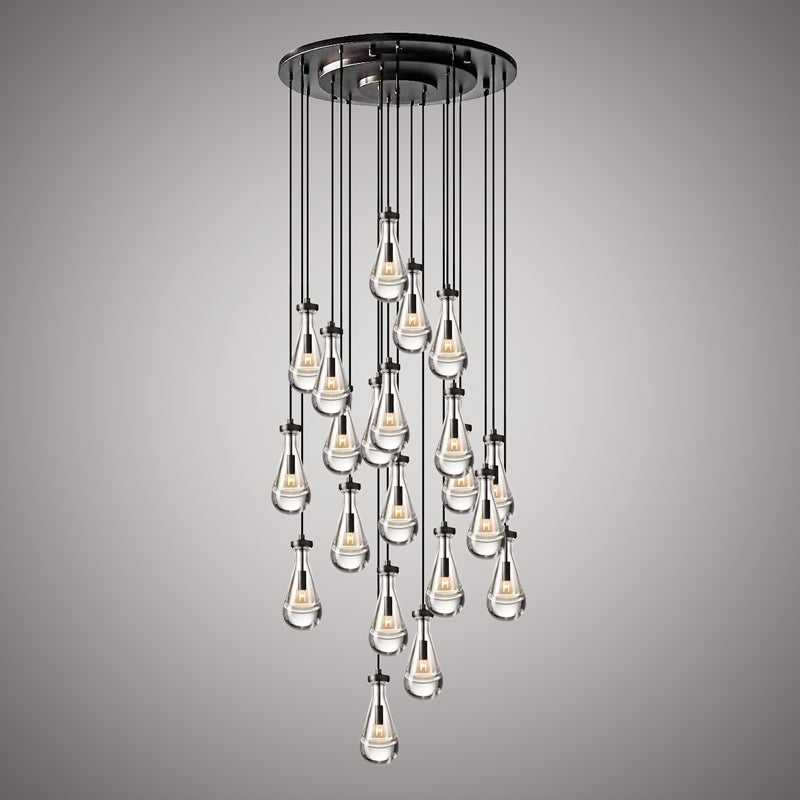 Loft 21 Light Chandelier in Matte Black Vinci Lighting