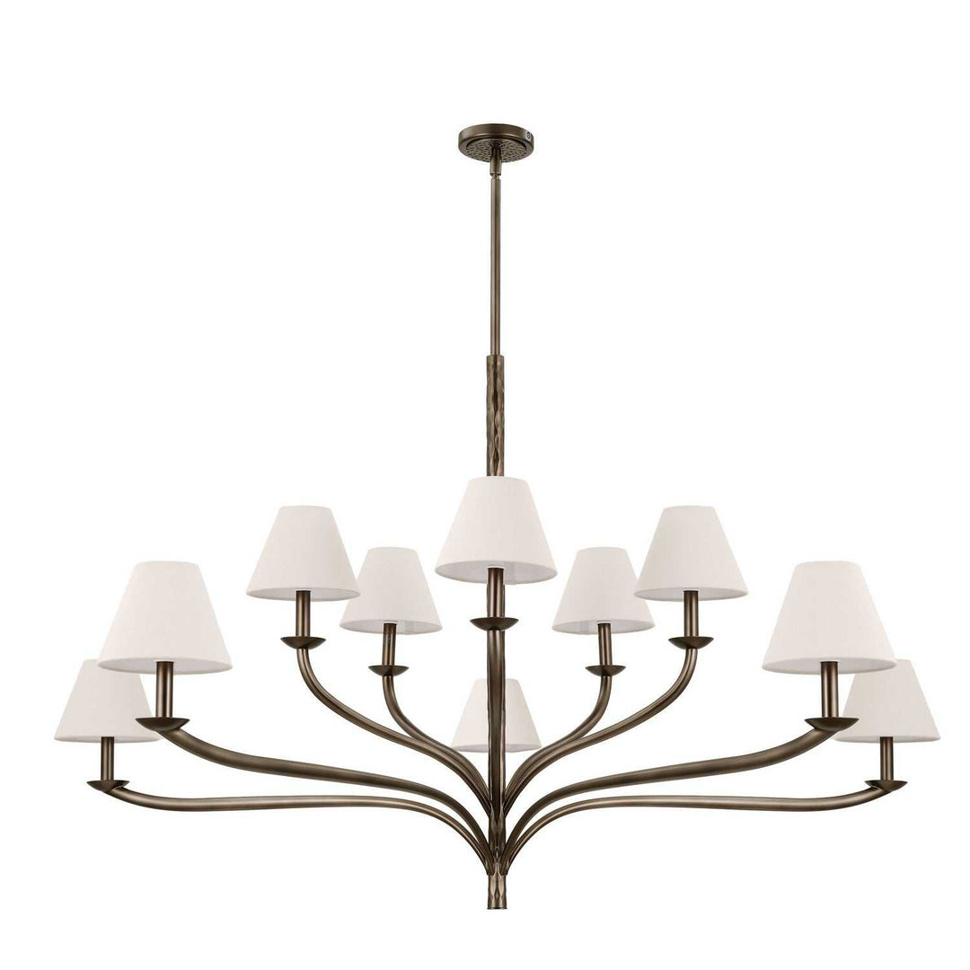 Thesis Canada - 208115A - Ten Light Chandelier - Bethany - Forged Bronze