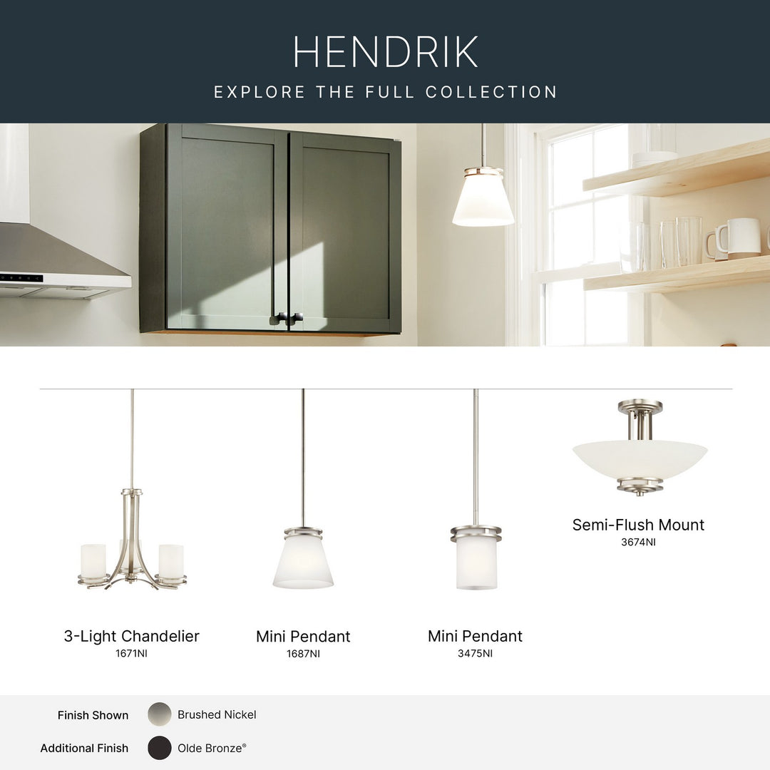Kichler Canada - 3475NI - One Light Mini Pendant - Hendrik - Brushed Nickel