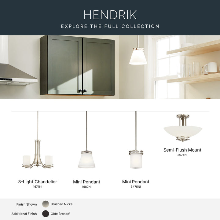 Kichler Canada - 3475NI - One Light Mini Pendant - Hendrik - Brushed Nickel