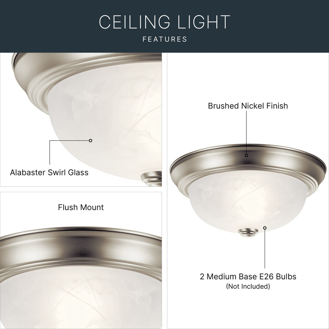 Kichler Canada - 8108NI - Two Light Flush Mount - Brushed Nickel