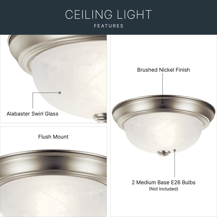 Kichler Canada - 8108NI - Two Light Flush Mount - Brushed Nickel